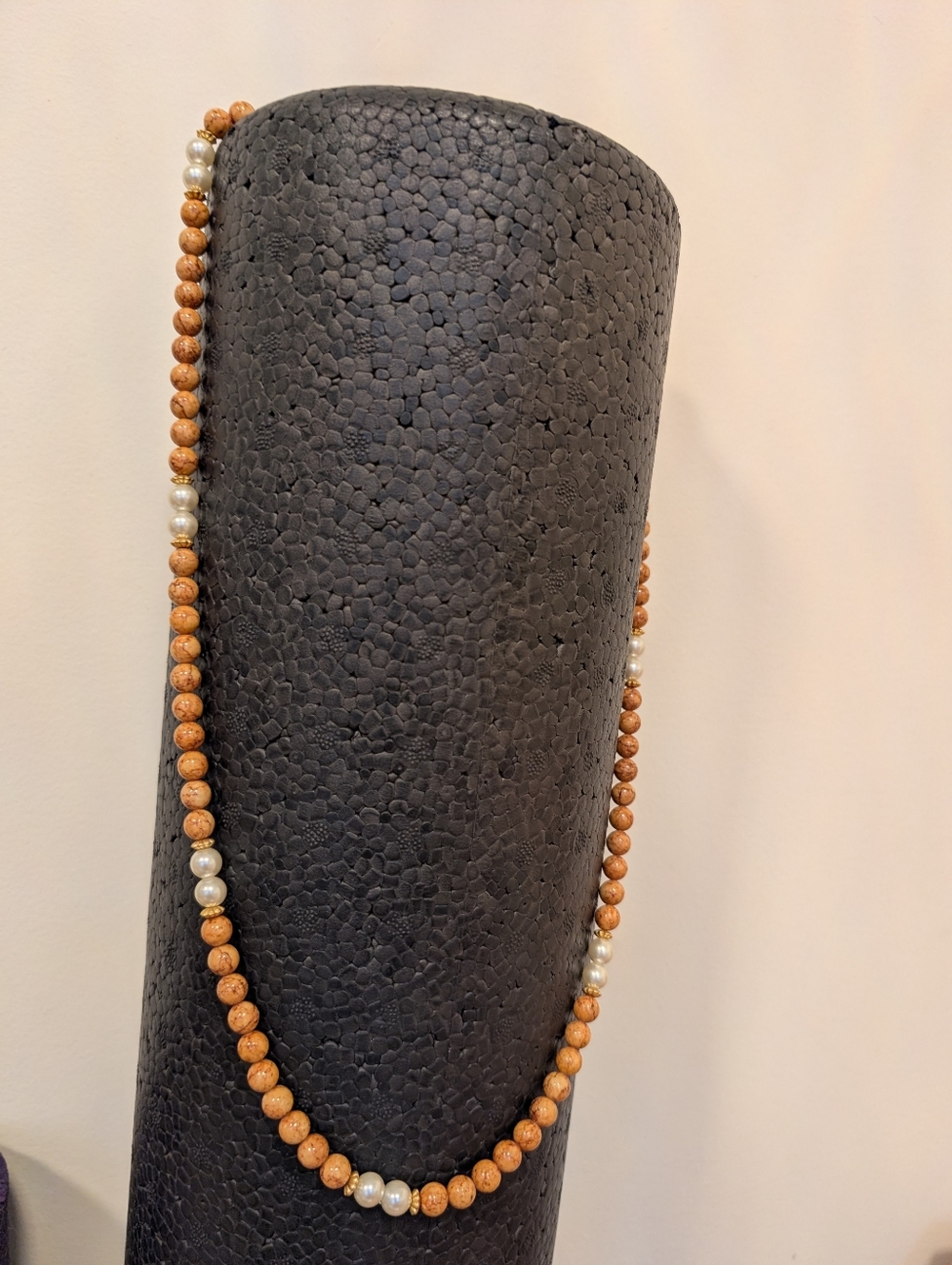 Jasper And Faux Pearl Necklace